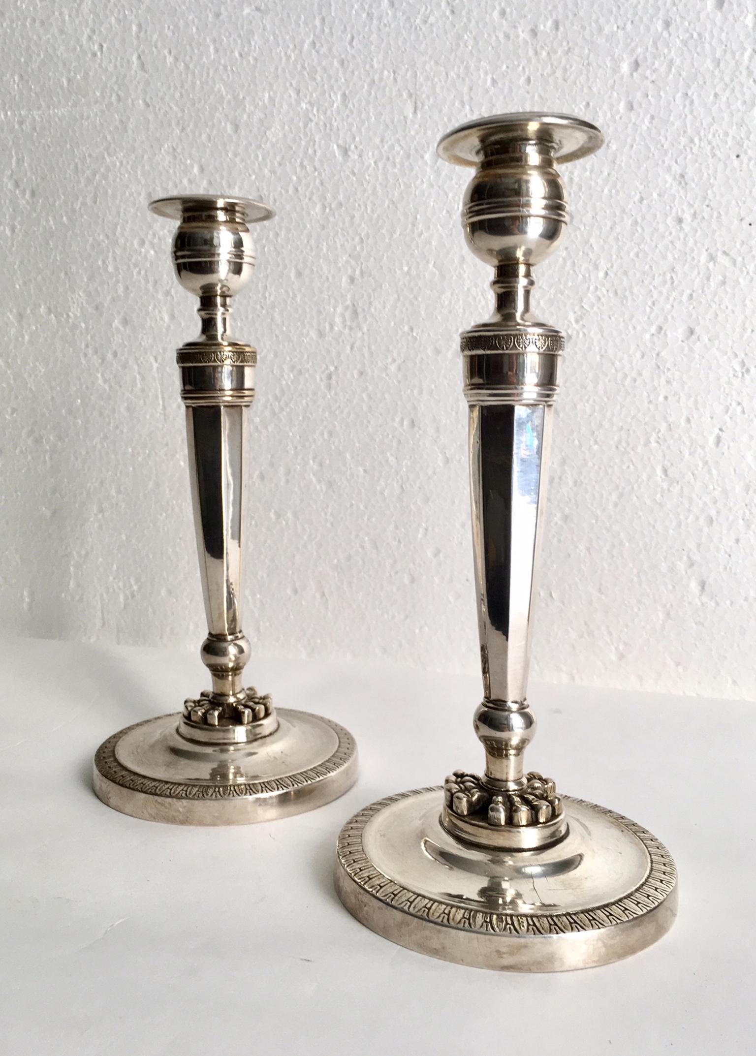 19th Century Pair of Empire Candlesticks 2