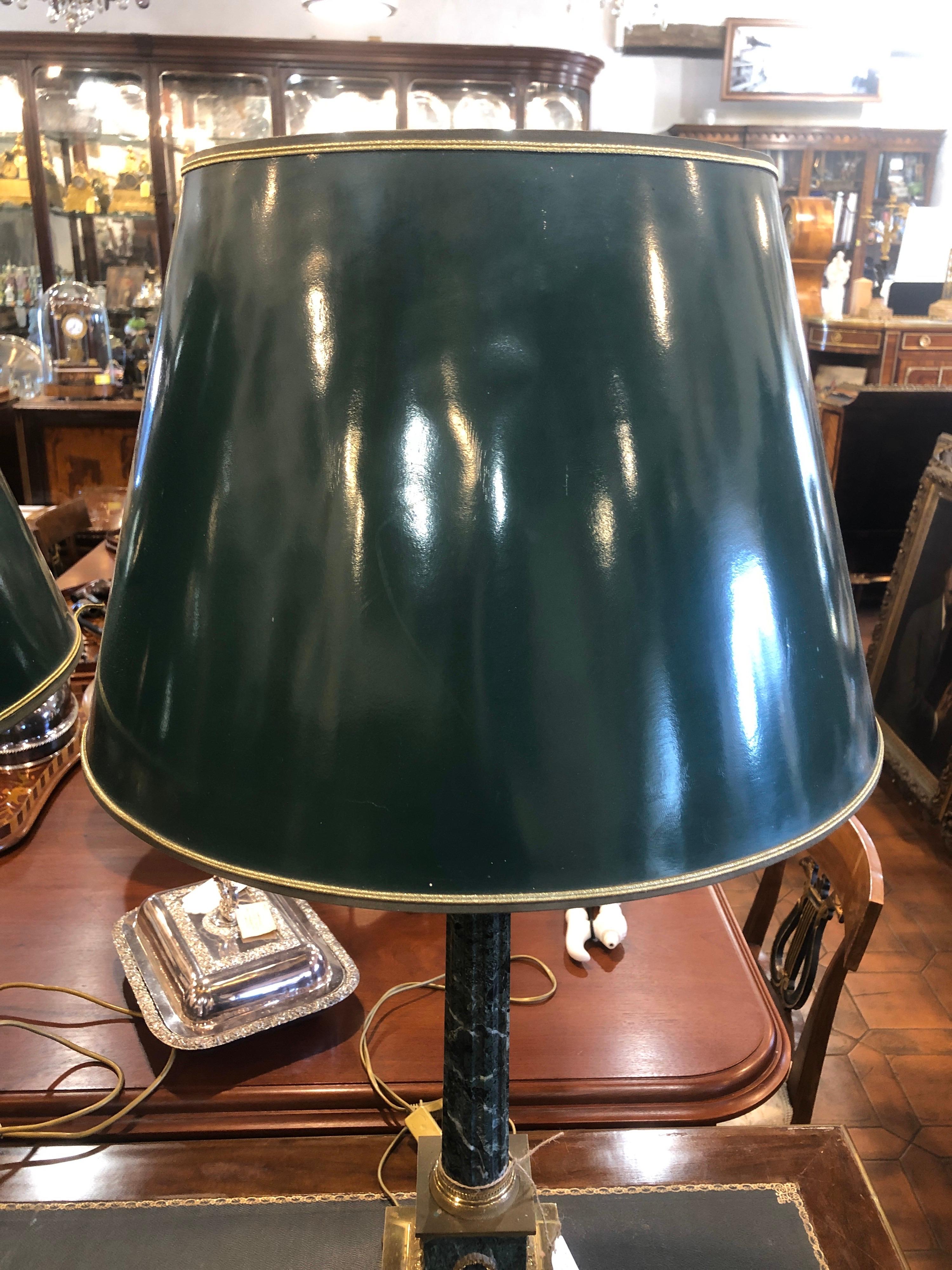 Napoleon III 19th Century Pair of Empire Marble Table Lamps, 1880s