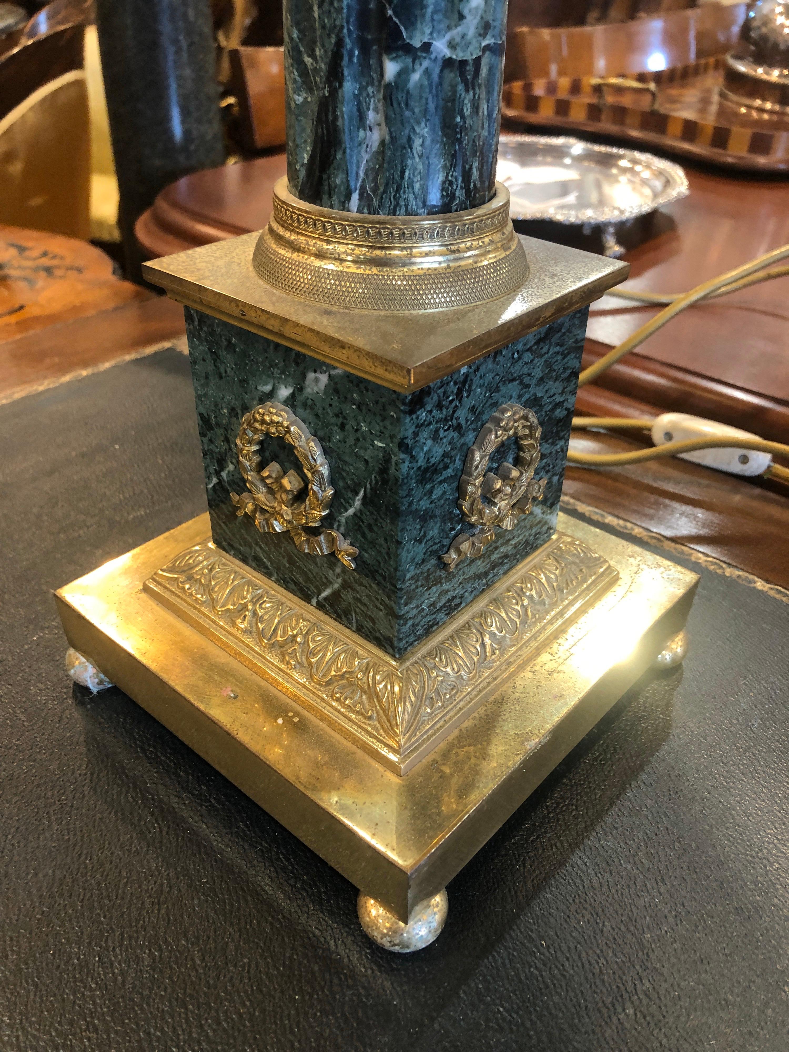 19th Century Pair of Empire Marble Table Lamps, 1880s 1