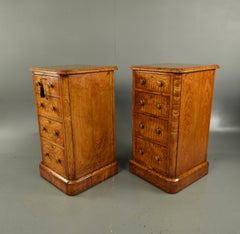 19th century pair of English bedside chests of drawers