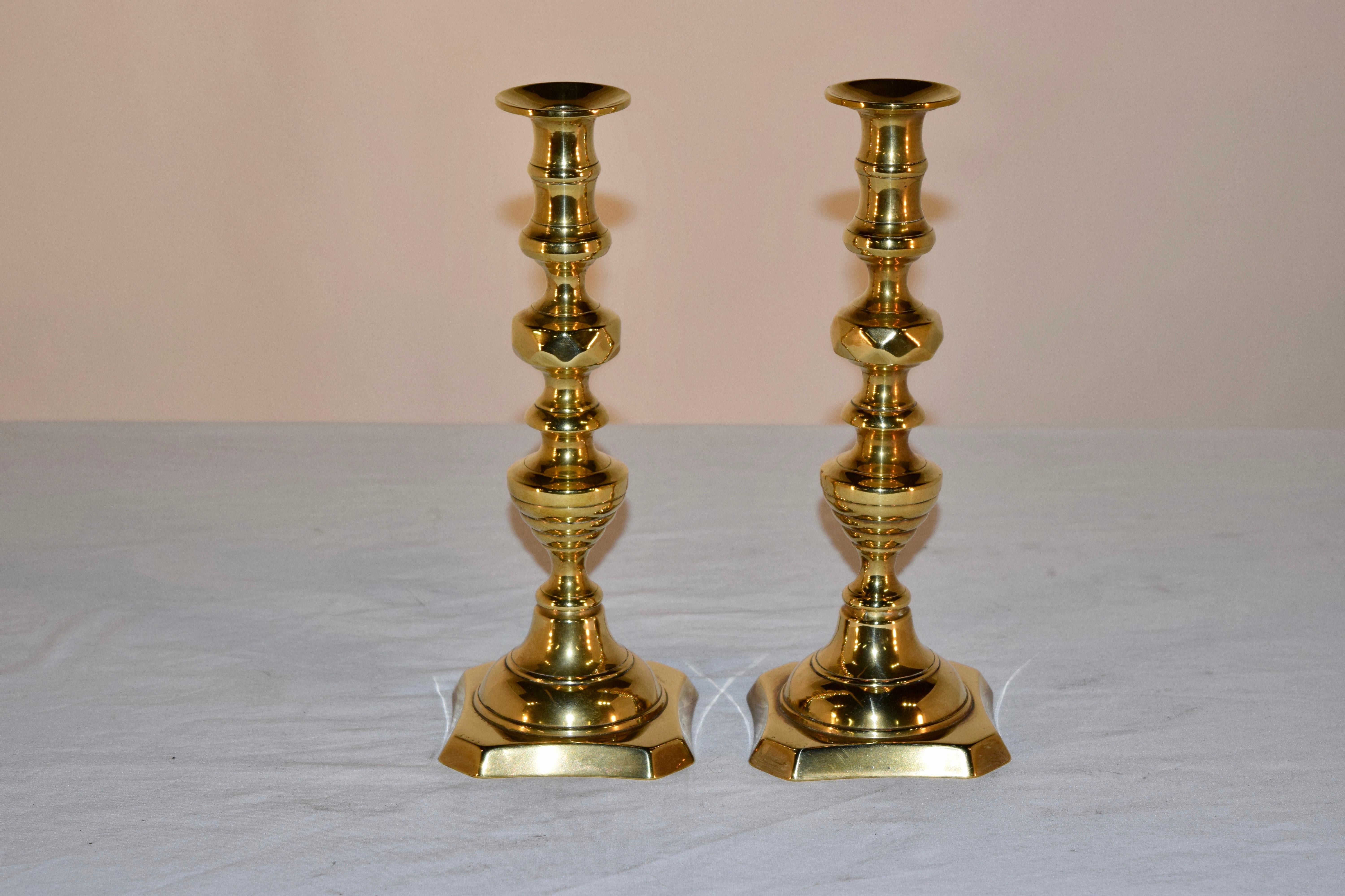 Georgian 19th Century Pair of English Brass Candlesticks