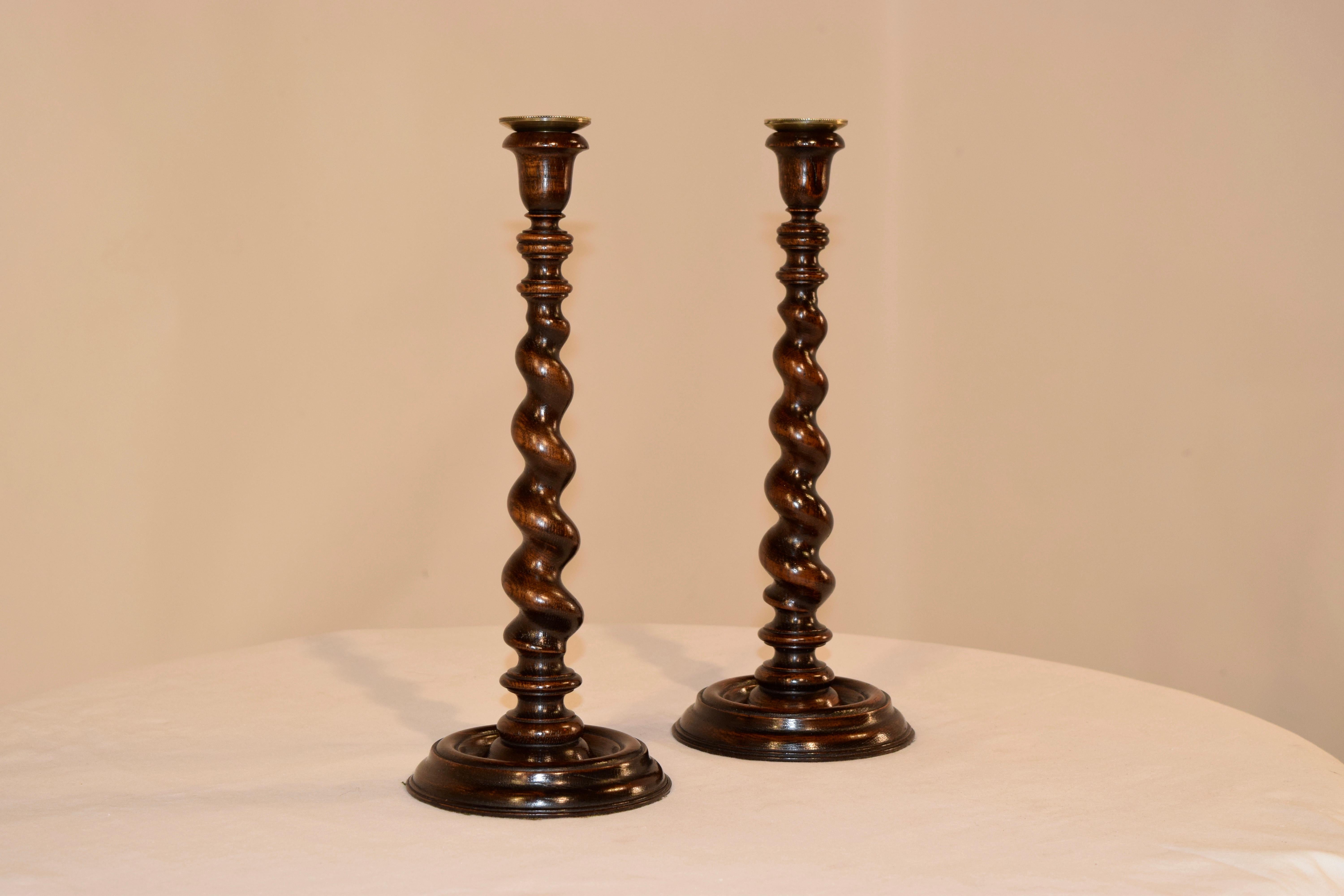 Victorian 19th Century Pair of English Candlesticks