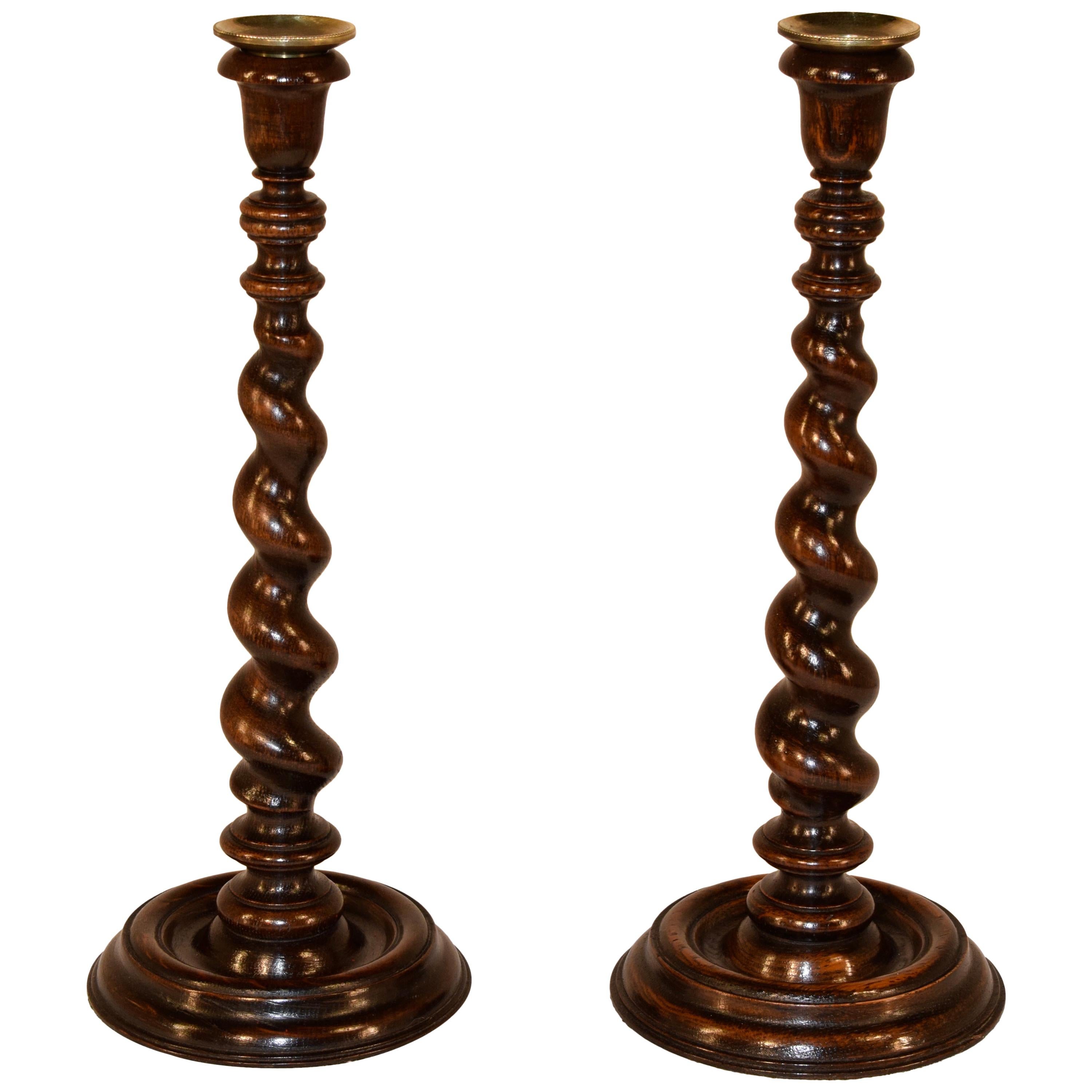19th Century Pair of English Candlesticks