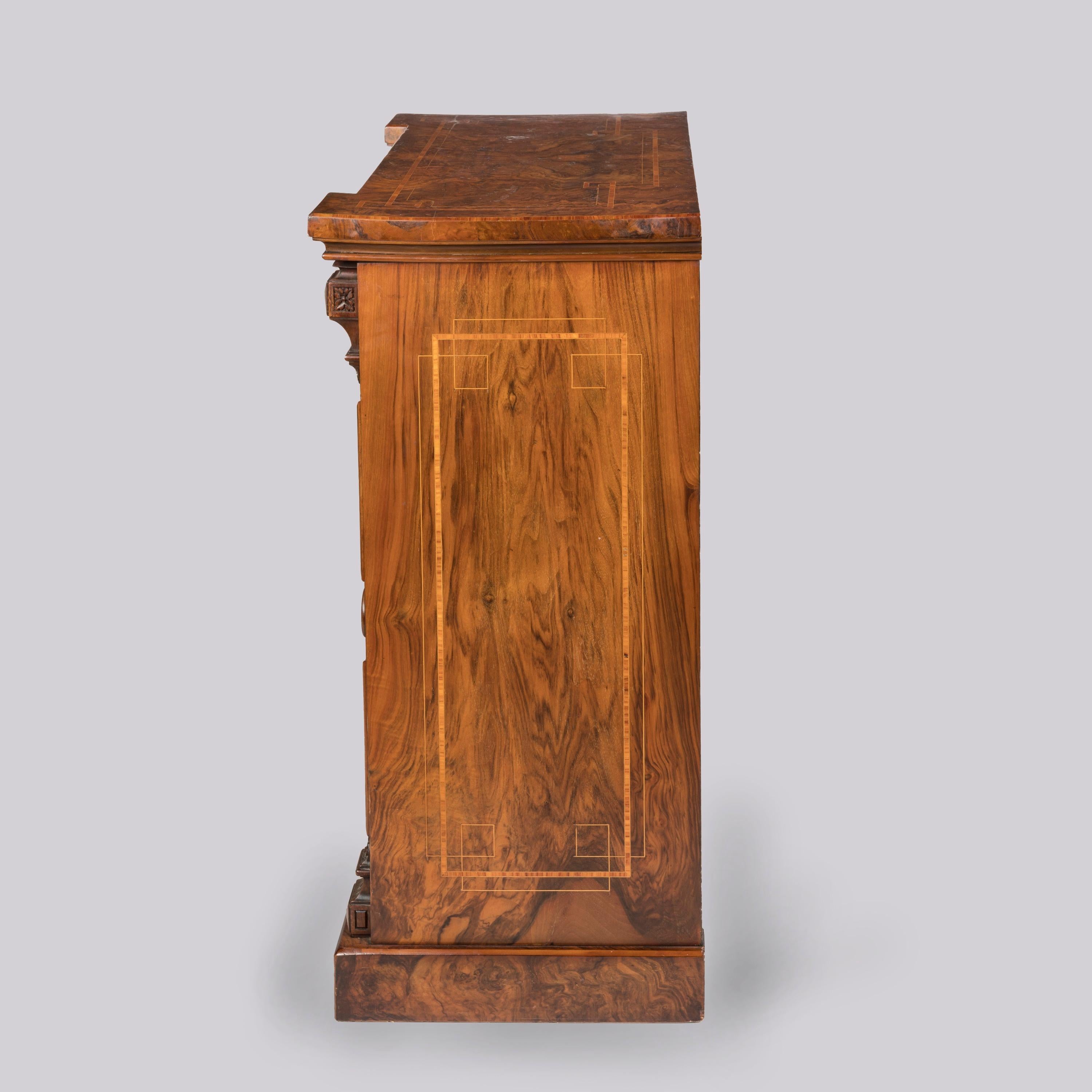 19th Century Pair of English Figured Burr Walnut Side Cabinets For Sale 2