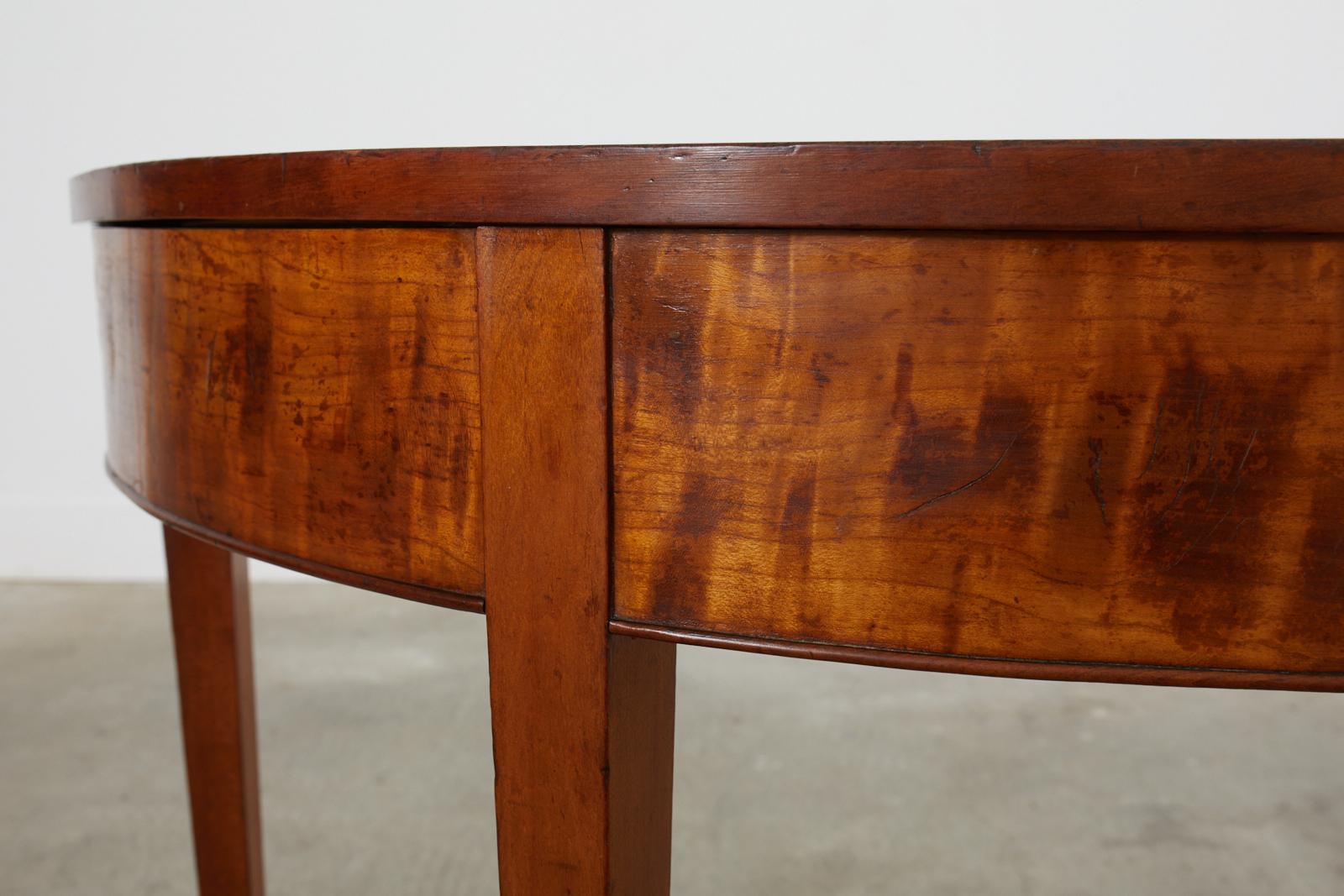 19th Century Pair of English Georgian Mahogany Demilune Console Tables 9