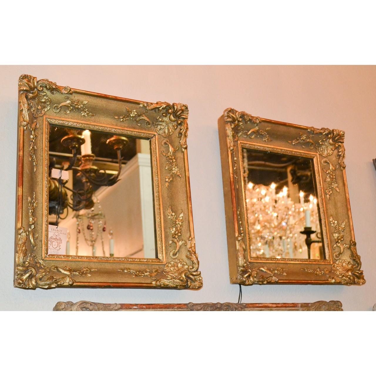 Hand-Carved 19th Century Pair of English Giltwood Mirrors