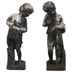 19th Century Pair of English Lead Cherubs