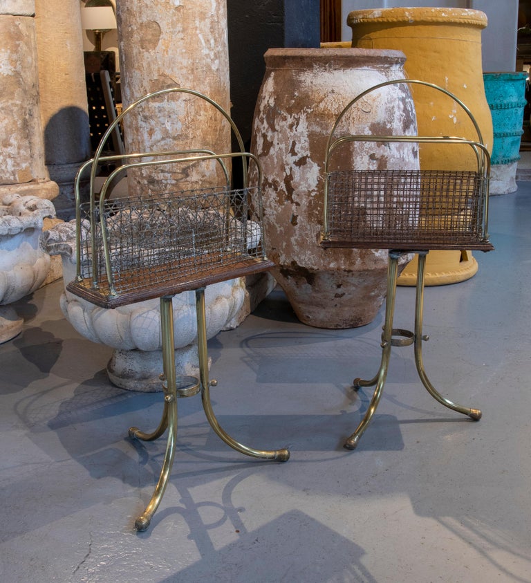 19th Century Pair of English Magazine Racks in Bronze and Wood For Sale ...