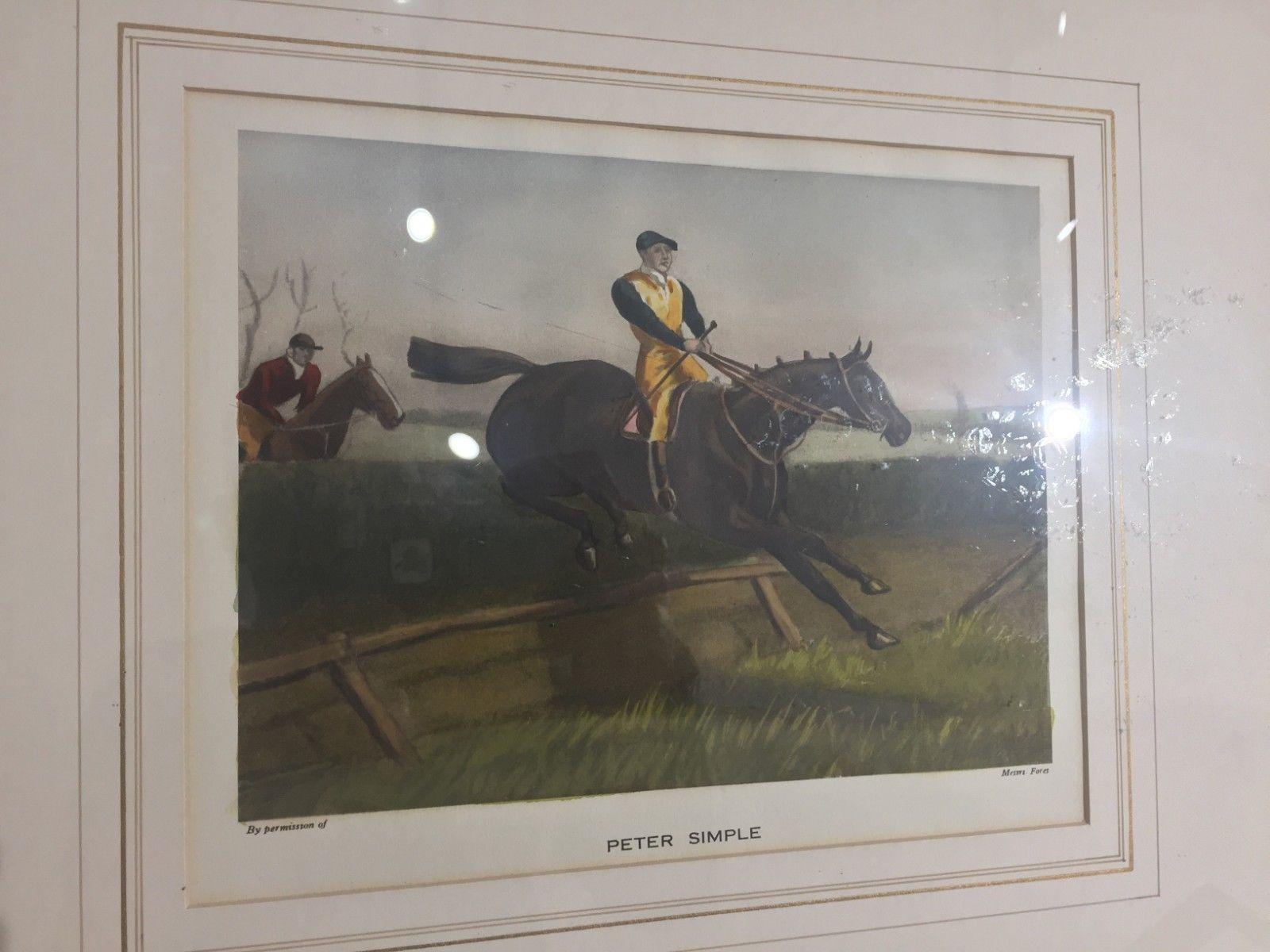 Late 19th century pair of English prints horse riding walnut frame.

Alfred Charles Havell: painter of horses and figurative subjects; exhibited at the Royal Academy. Born 1855 Chelsea; married Mary Marpole Lewis 1878; died 1928.