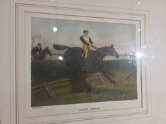 19th Century Pair of English Prints Horse Riding Walnut Frame by A C Havell