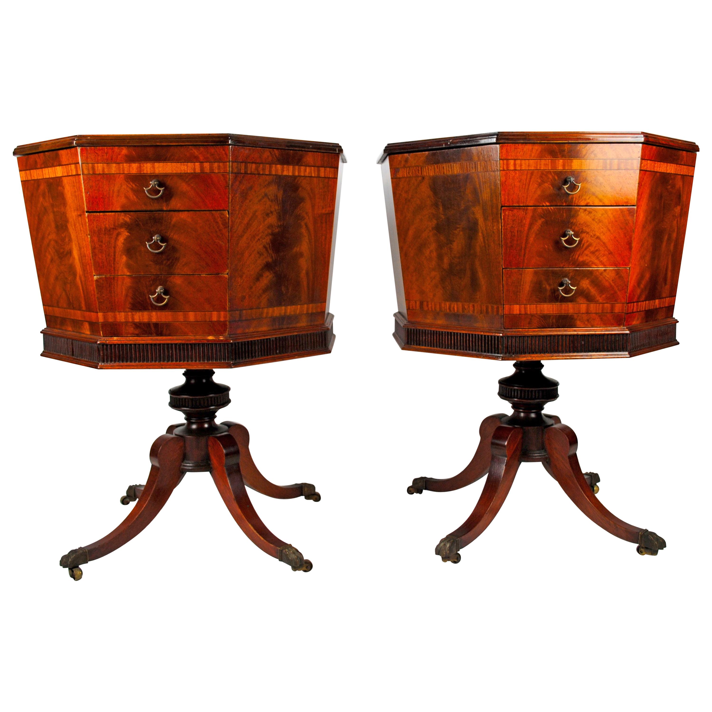 19th Century Pair of English Regency Hexagonal Sowing Box or Side Tables For Sale