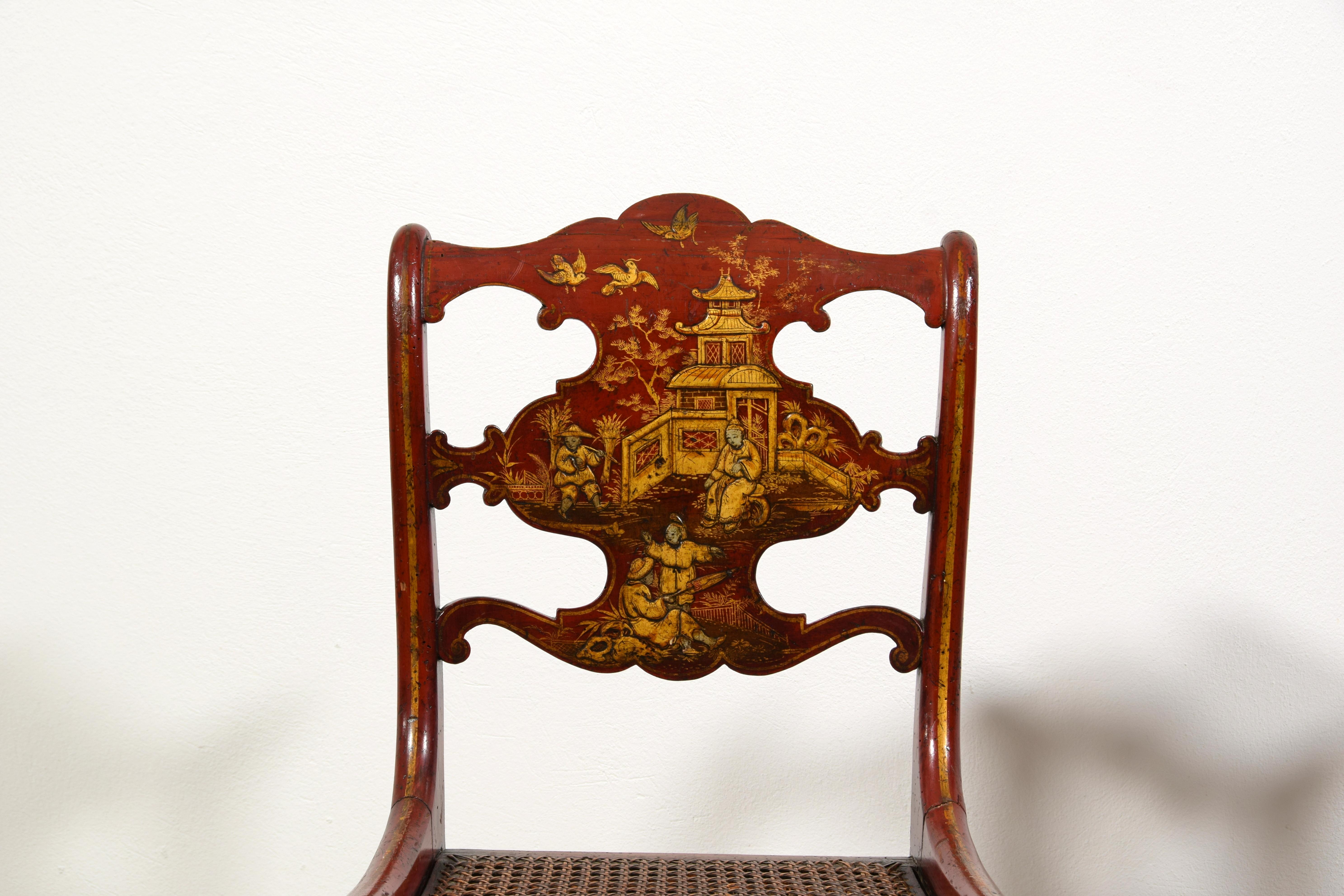 Paire de chaises anglaises Regency en bois laqué du 19ème siècle en vente 6