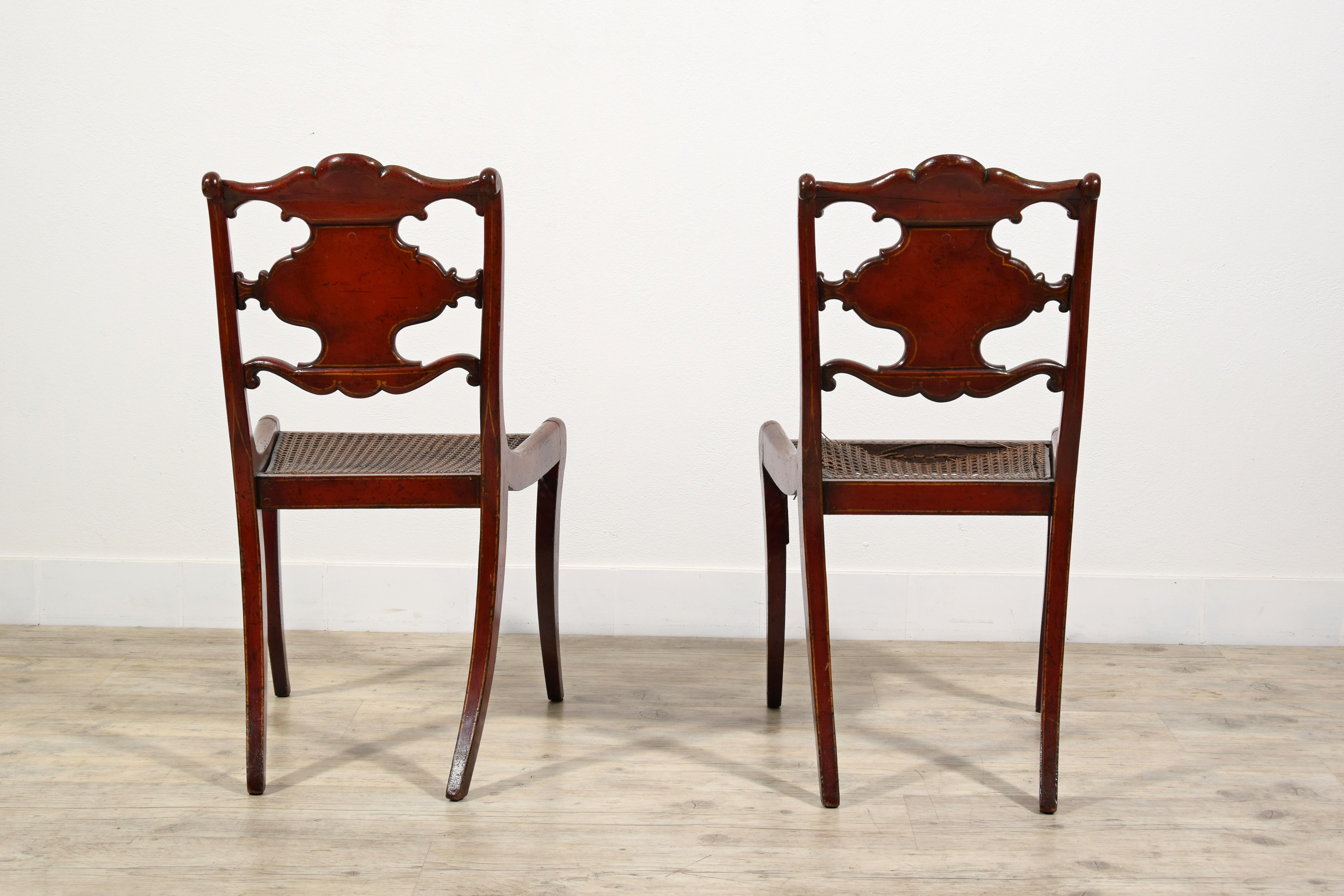 Paire de chaises anglaises Regency en bois laqué du 19ème siècle en vente 11