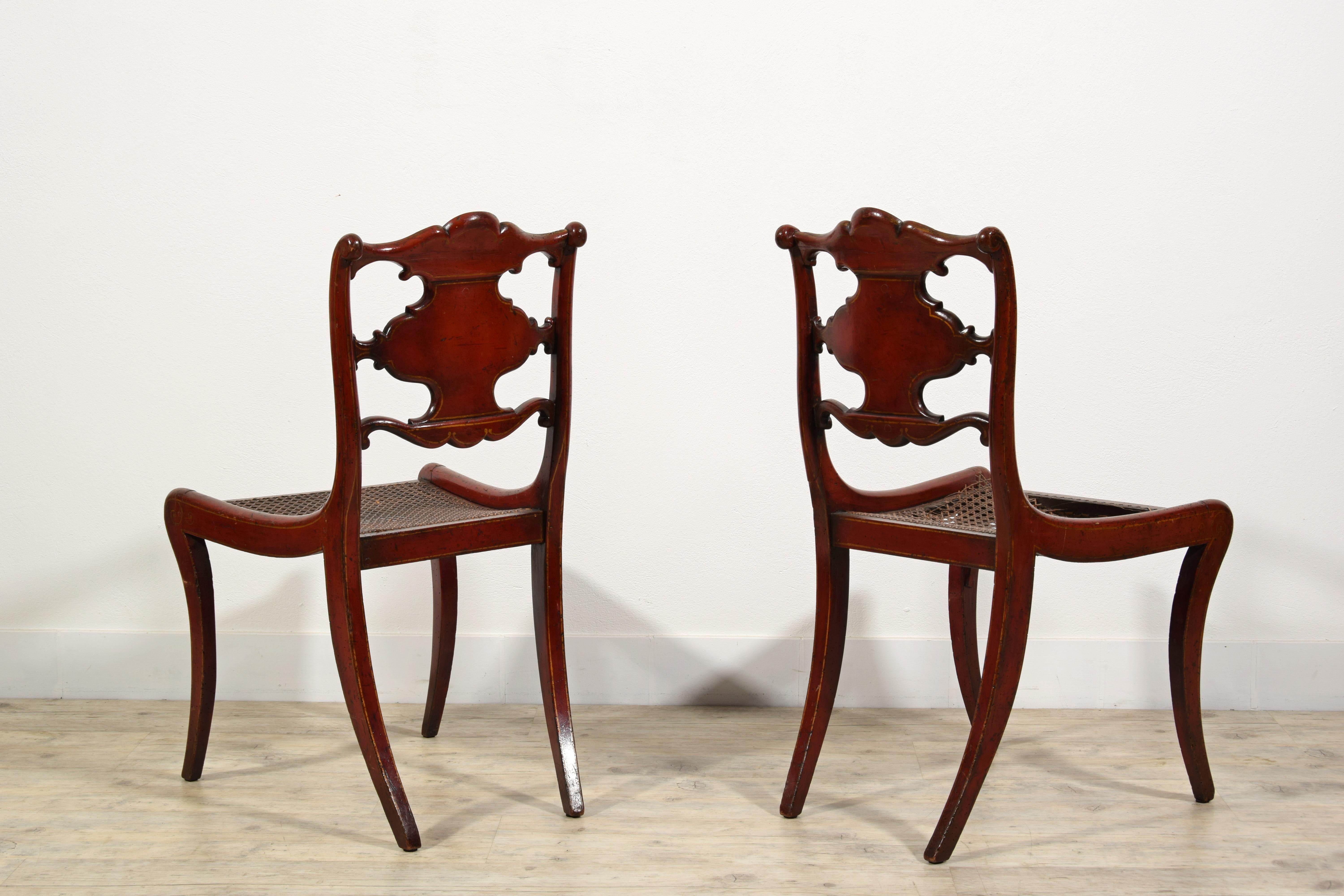 Paire de chaises anglaises Regency en bois laqué du 19ème siècle en vente 12