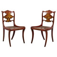 19th Century, Pair of English Regency Lacquered Wood Chairs