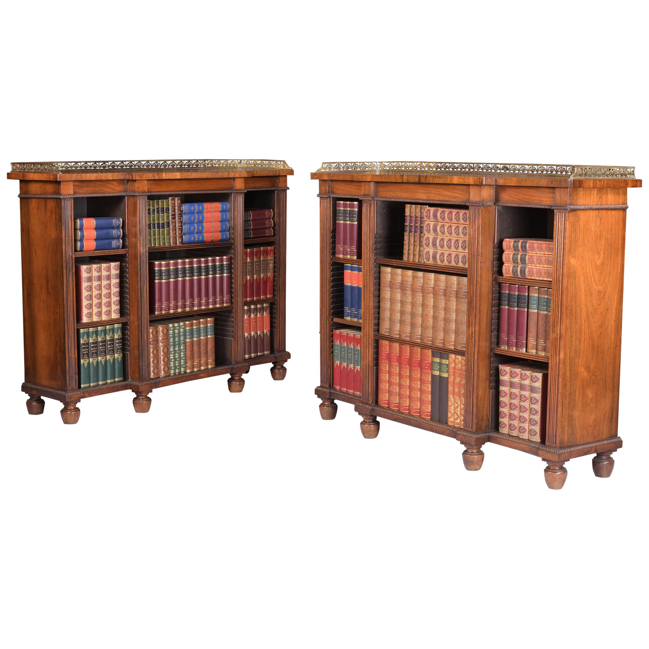 19th Century Pair of English Regency Open Bookcases Attributed to Gillows 