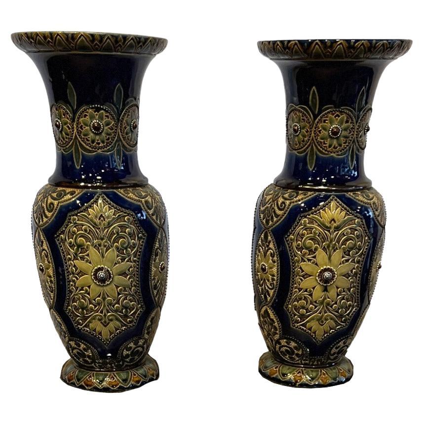 19th Century Pair of English Royal Doulton Vases