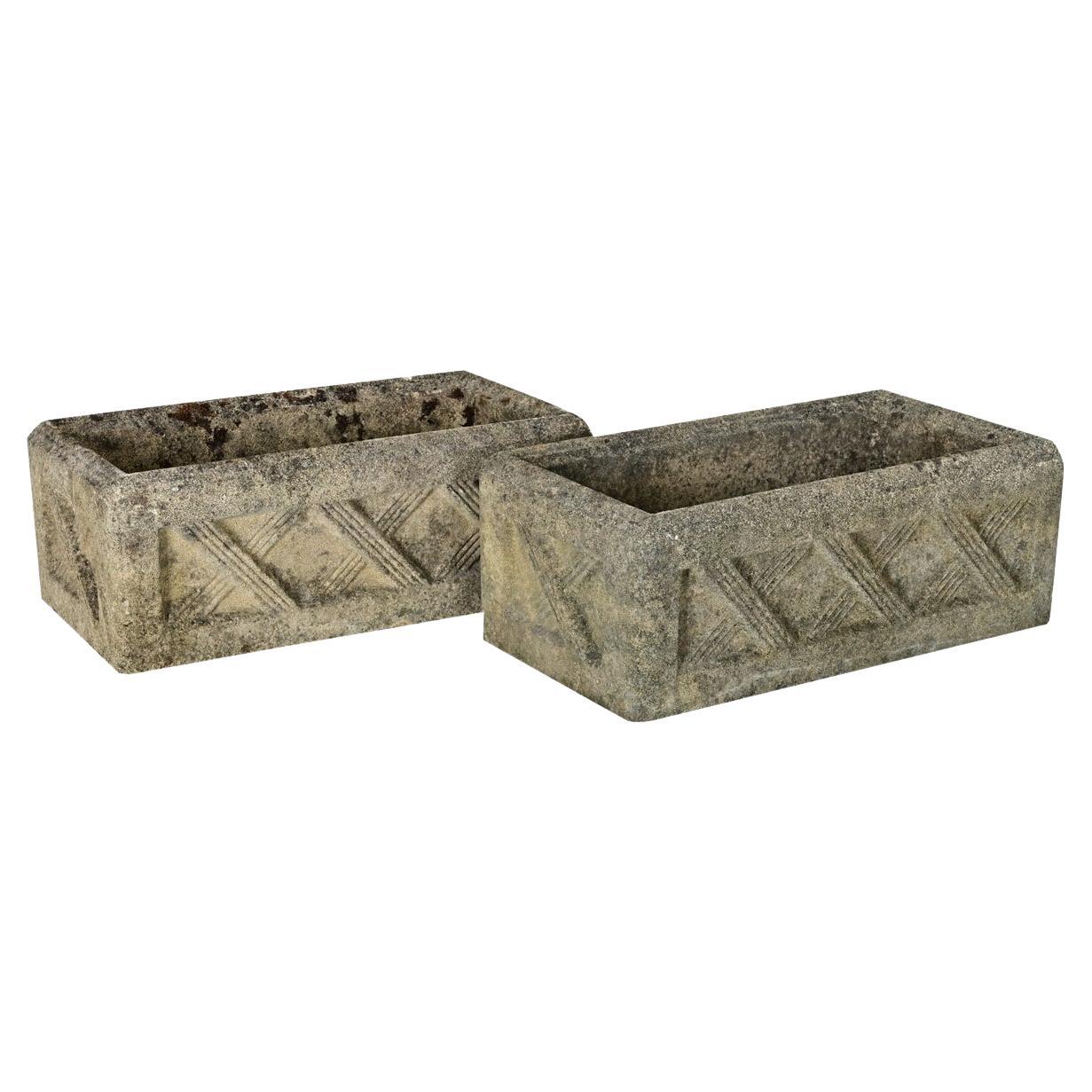19th Century Pair of English Stone Planters