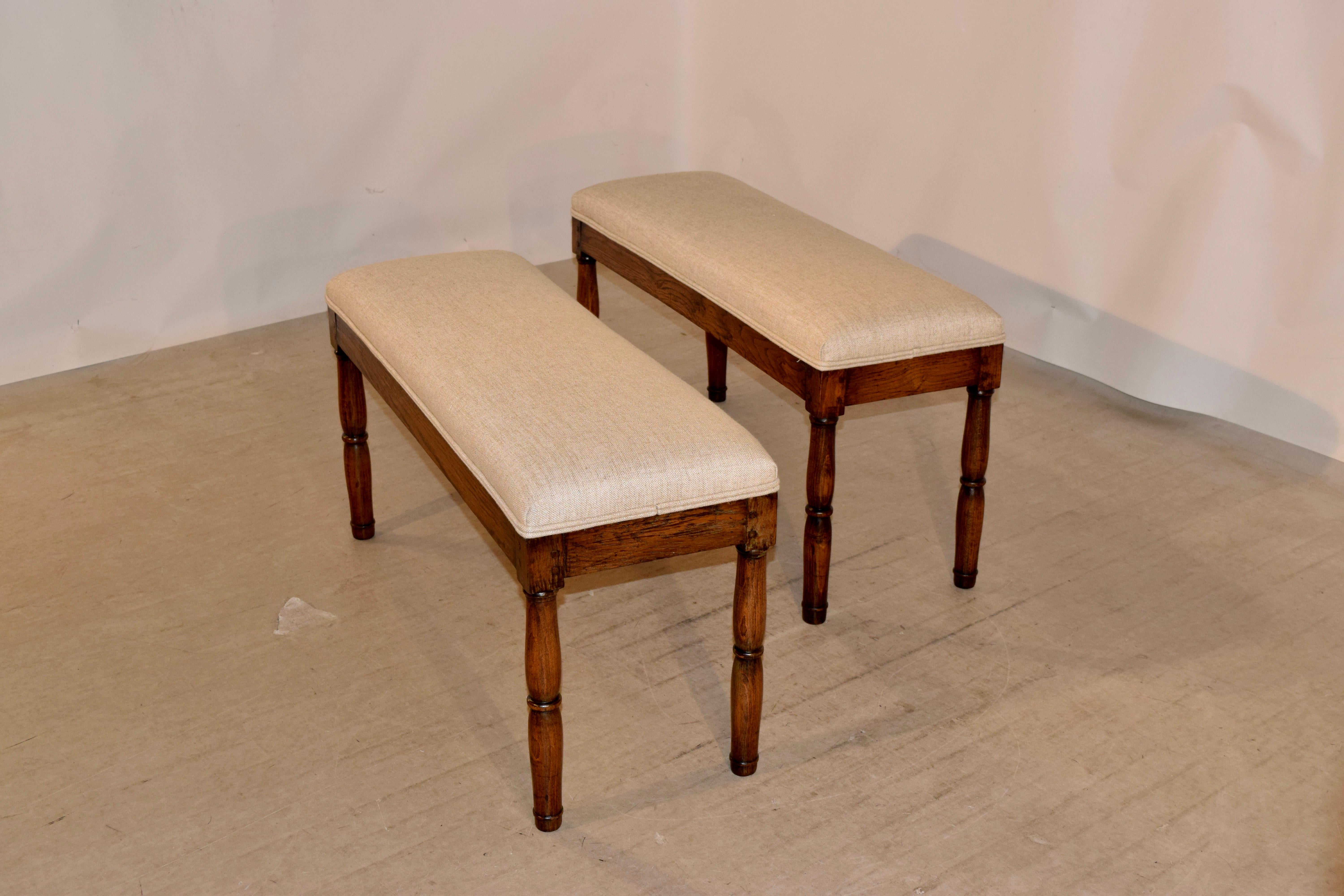 Victorian 19th Century Pair of English Upholstered Benches
