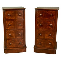 19th century pair of English Victorian bedside chests of drawers nite stands 