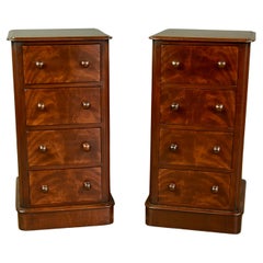 19th century pair of English Victorian bedside chests of drawers nite stands