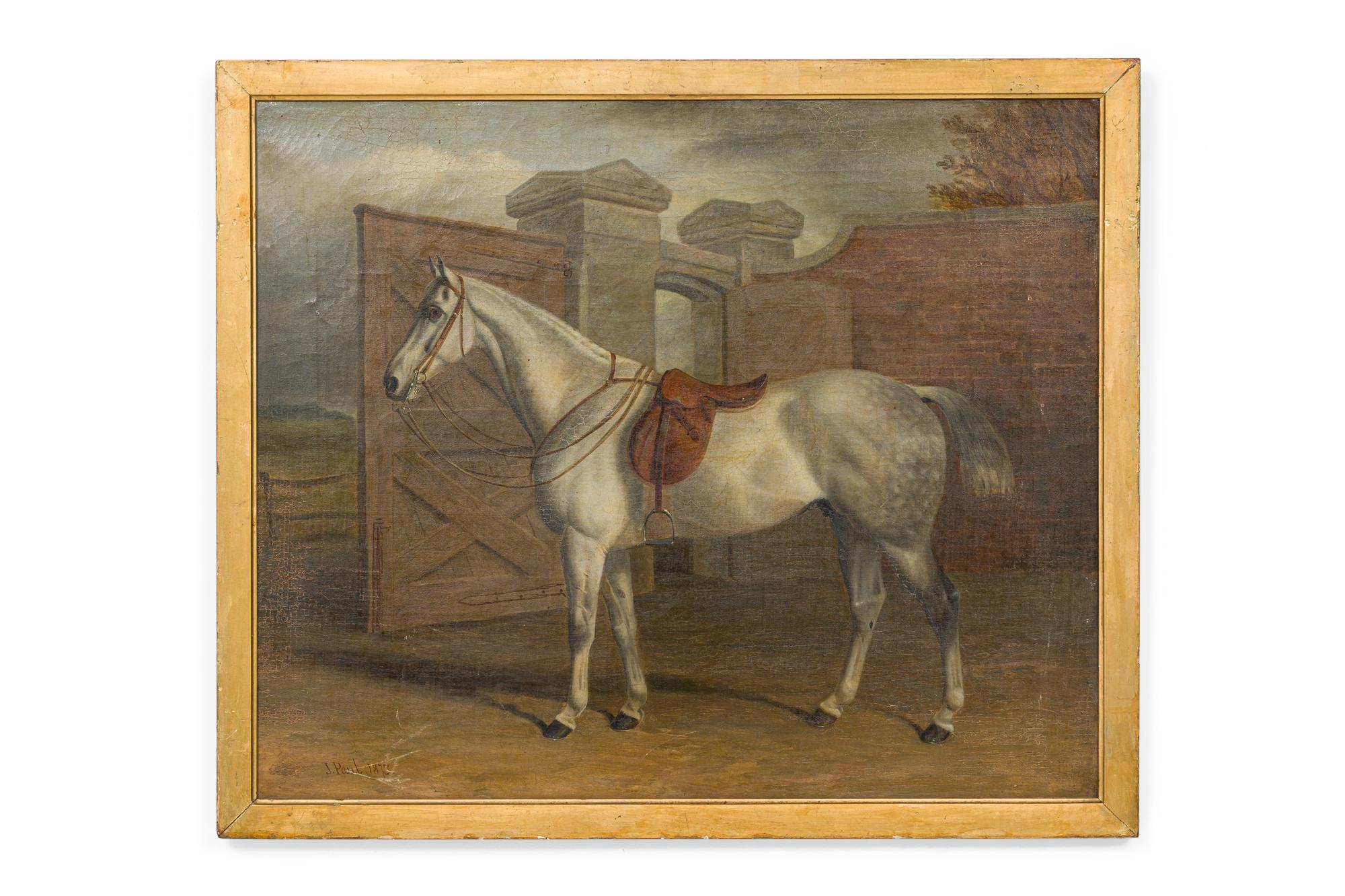 19th Century Pair of English Victorian Horse Oil Paintings Signed For Sale 4