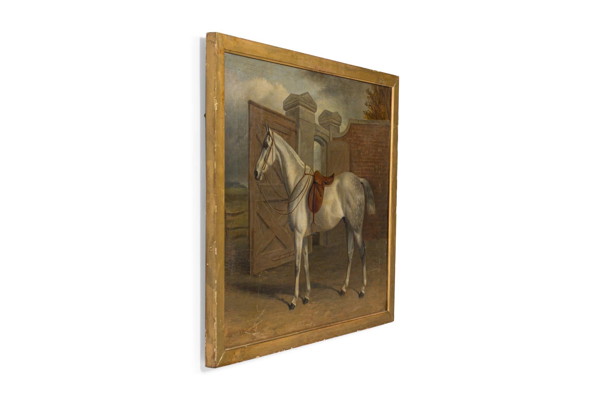 19th Century Pair of English Victorian Horse Oil Paintings Signed For Sale 5