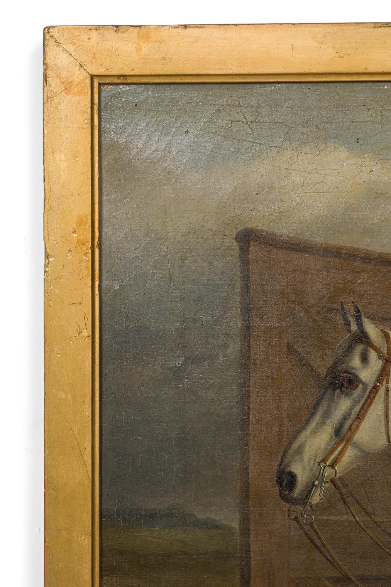 19th Century Pair of English Victorian Horse Oil Paintings Signed For Sale 6