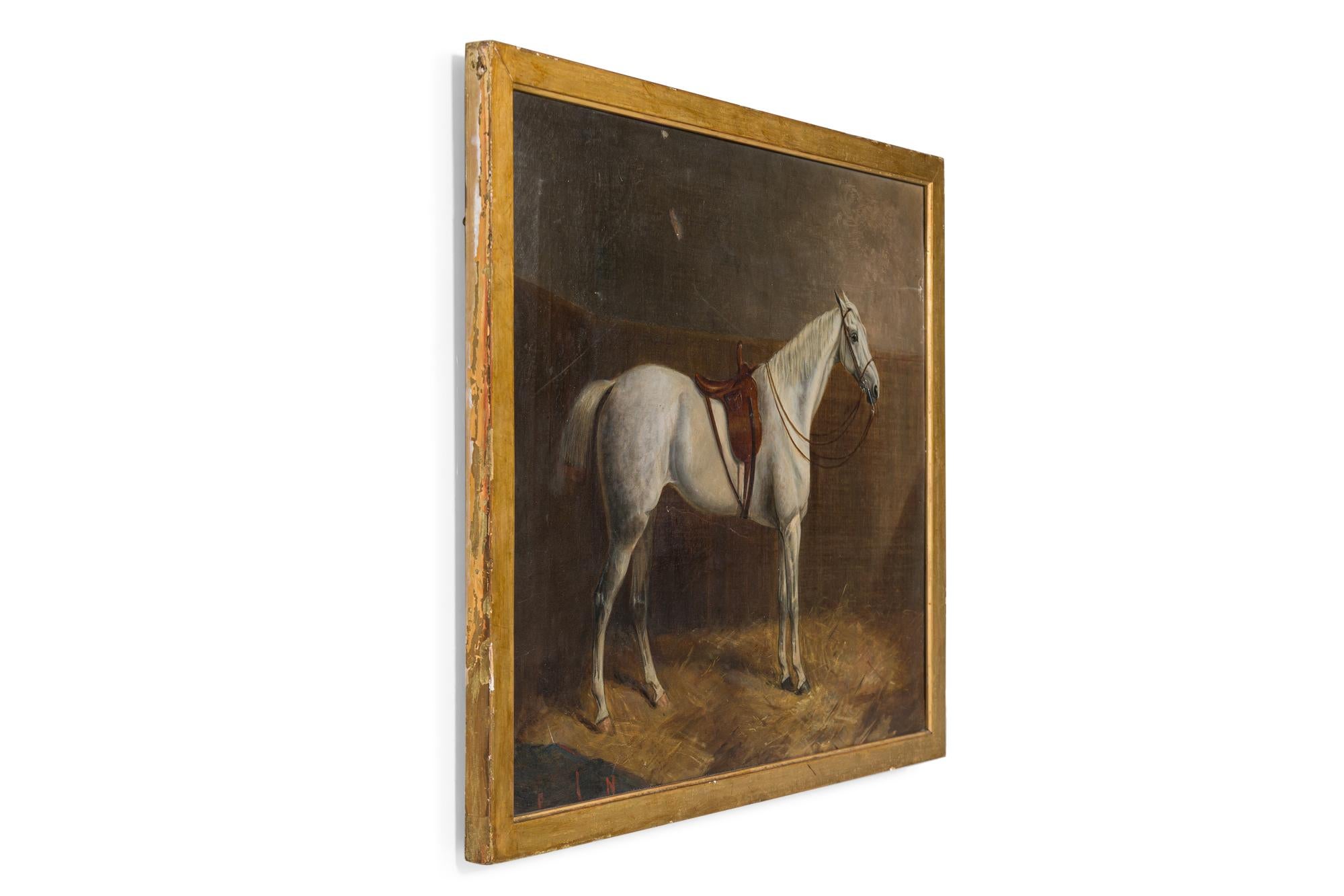 British 19th Century Pair of English Victorian Horse Oil Paintings Signed For Sale