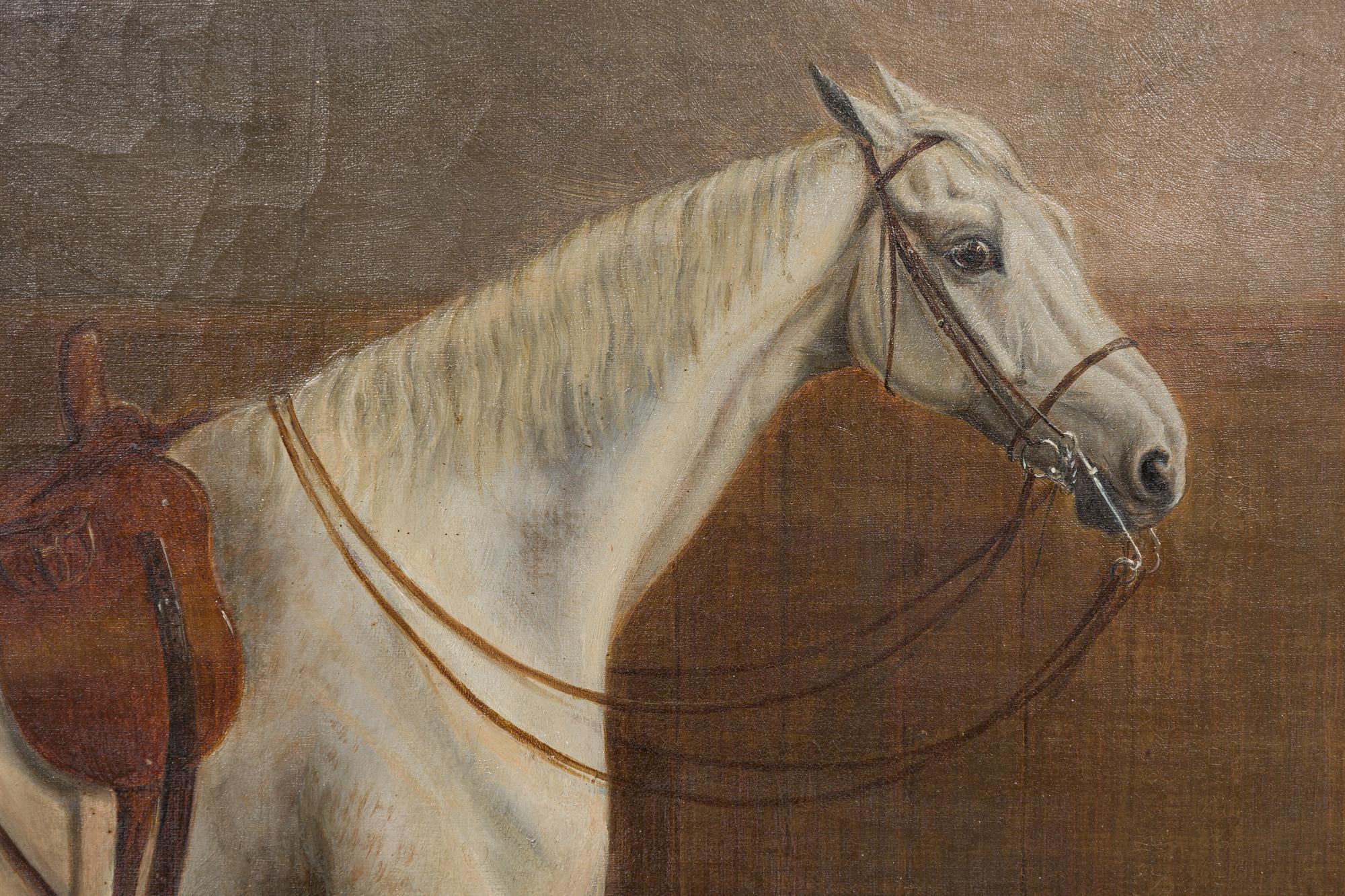 19th Century Pair of English Victorian Horse Oil Paintings Signed In Good Condition For Sale In Queens, NY