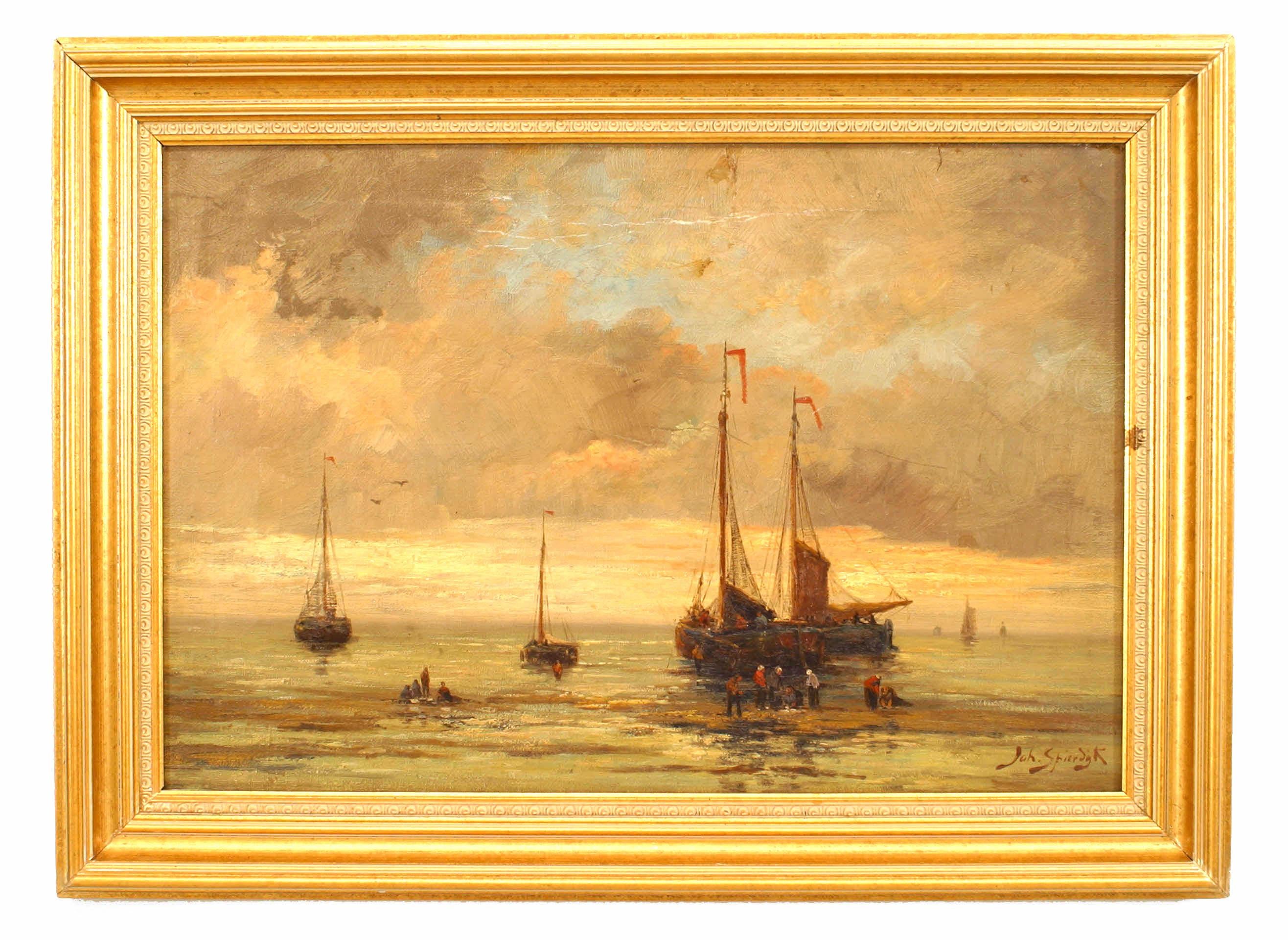 19th Century Pair of English Victorian Seascape Paintings in Gilt Frames 2
