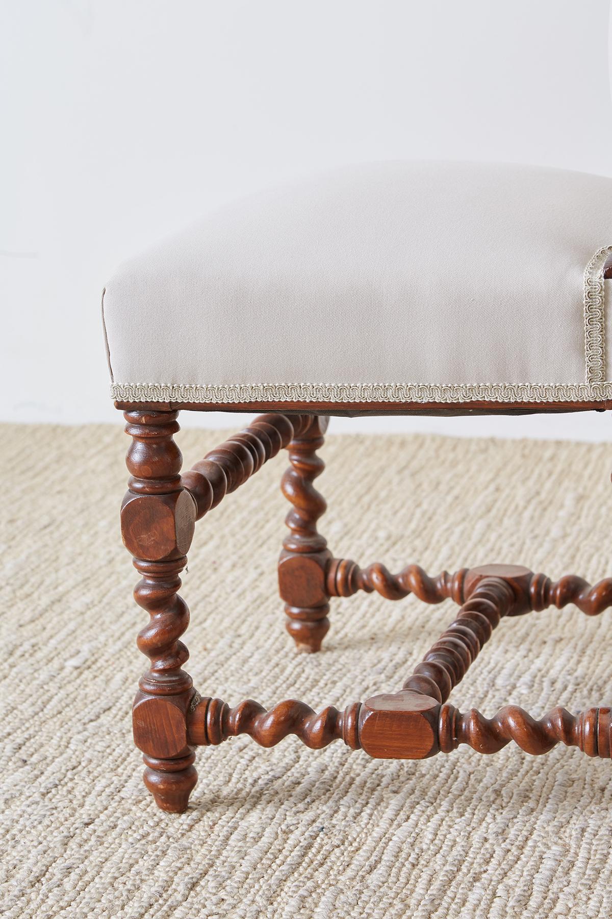 19th Century Pair of English Walnut Barley Twist Chairs 8