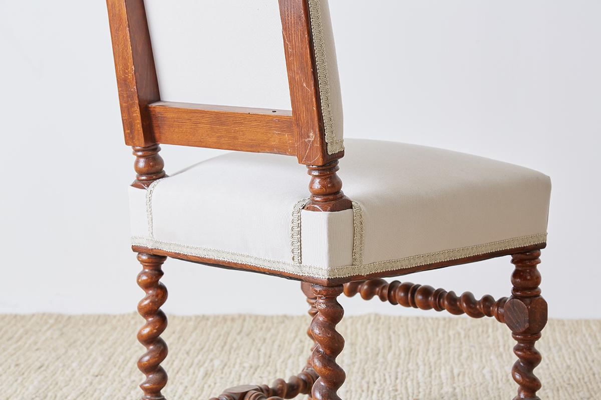19th Century Pair of English Walnut Barley Twist Chairs 13
