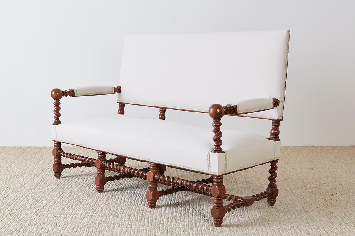 19th Century Pair of English Walnut Barley Twist Chairs 14