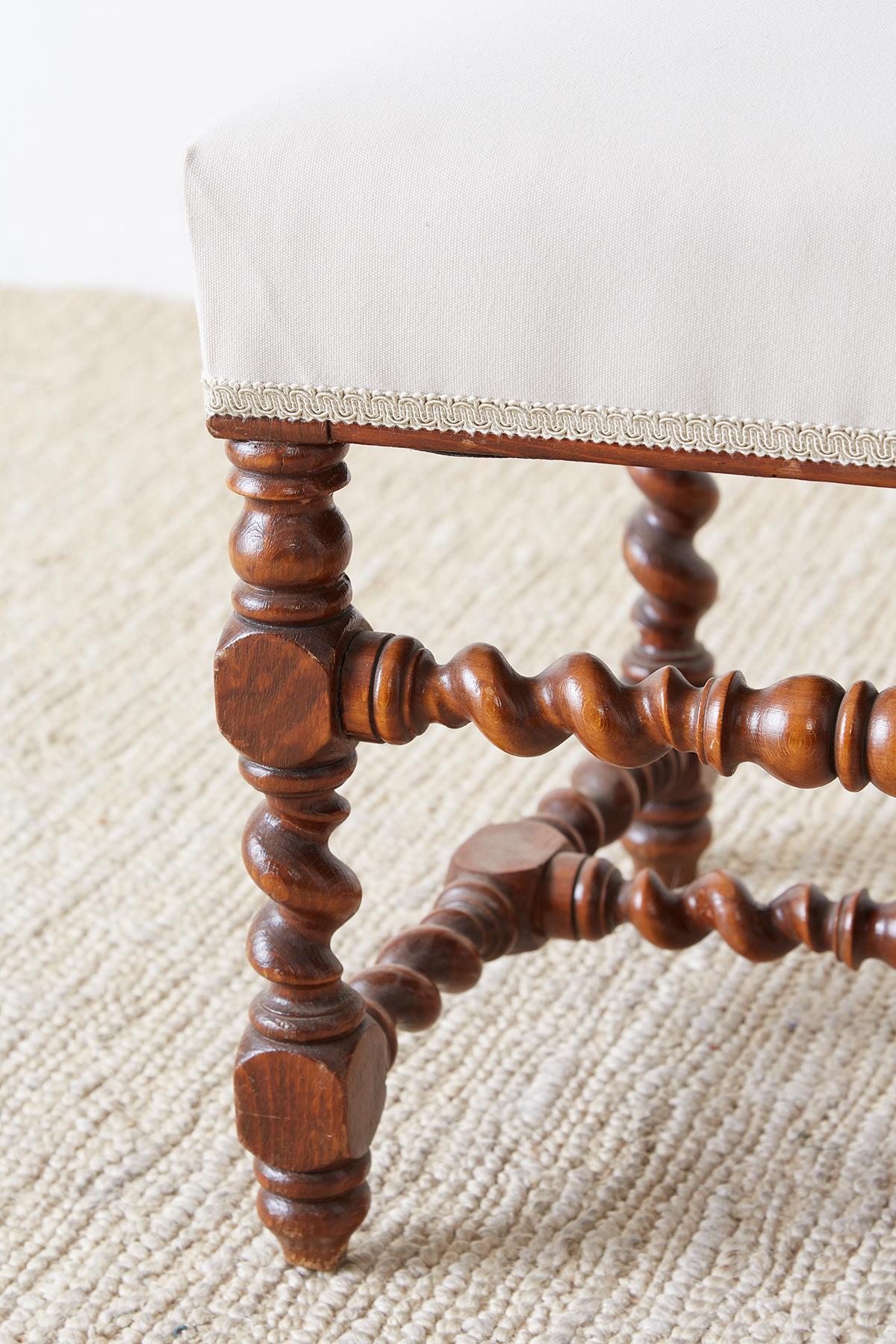 19th Century Pair of English Walnut Barley Twist Chairs 1