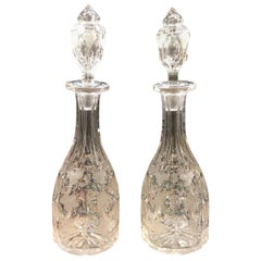 19th Century Pair of English Wine Decanters