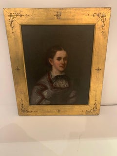 19th century Pair of Exquisite Moody Portraits in Giltwood Frames