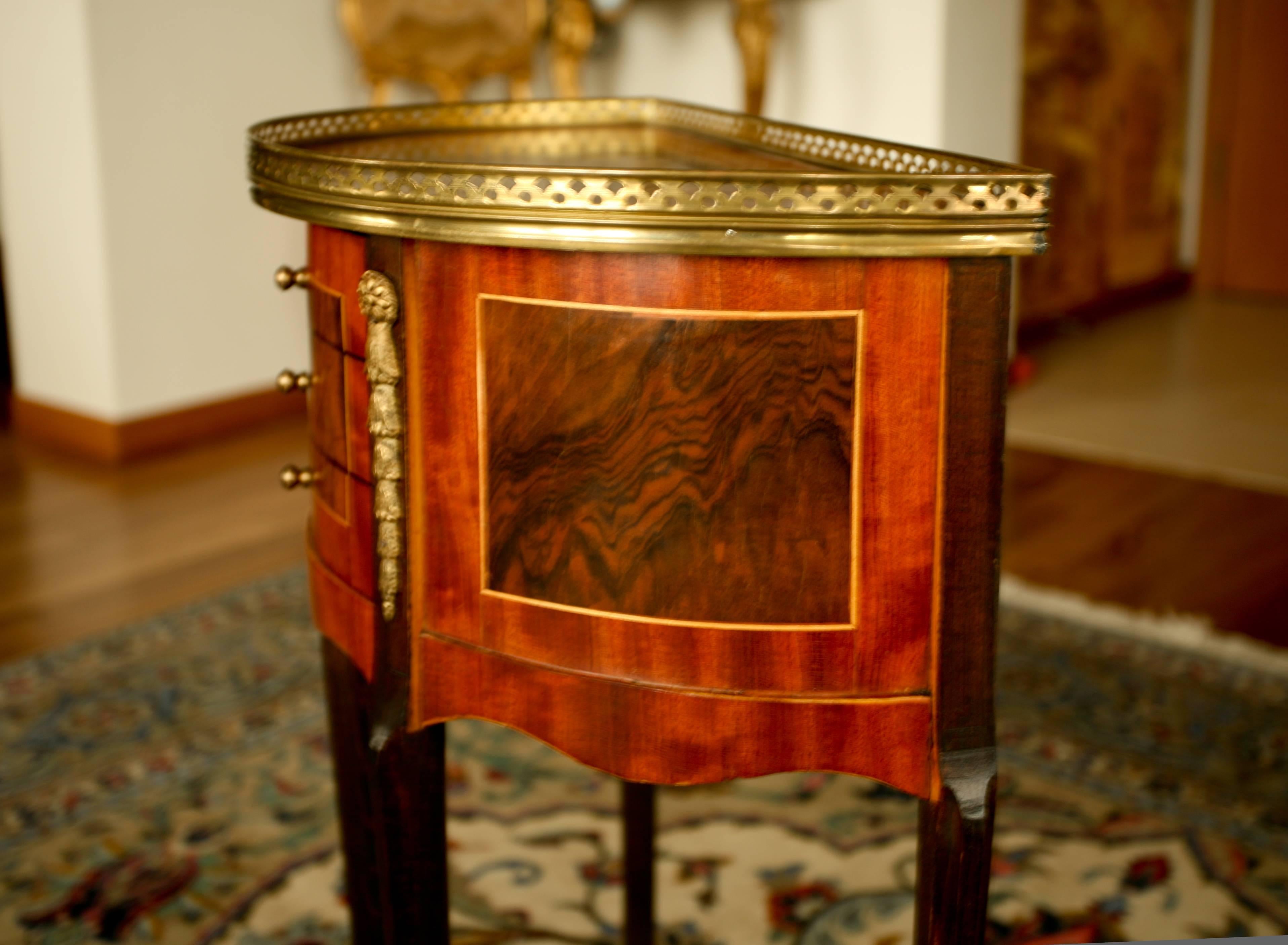 Louis XVI 19th Century Pair of Fine French Demilune Mahogany Side Tables