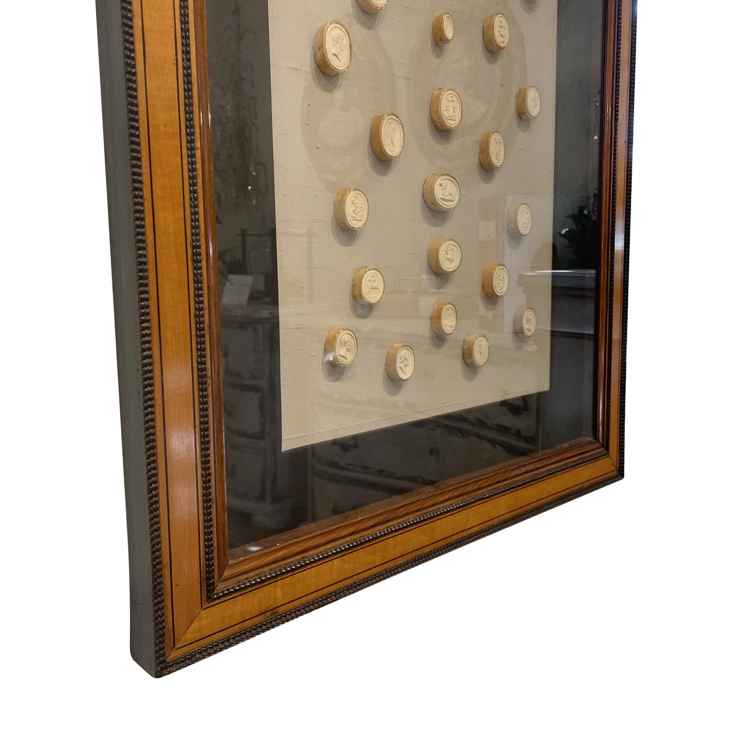 Italian 19th Century Pair of Framed Grand Tour Intaglios, Antique Wall Décor For Sale