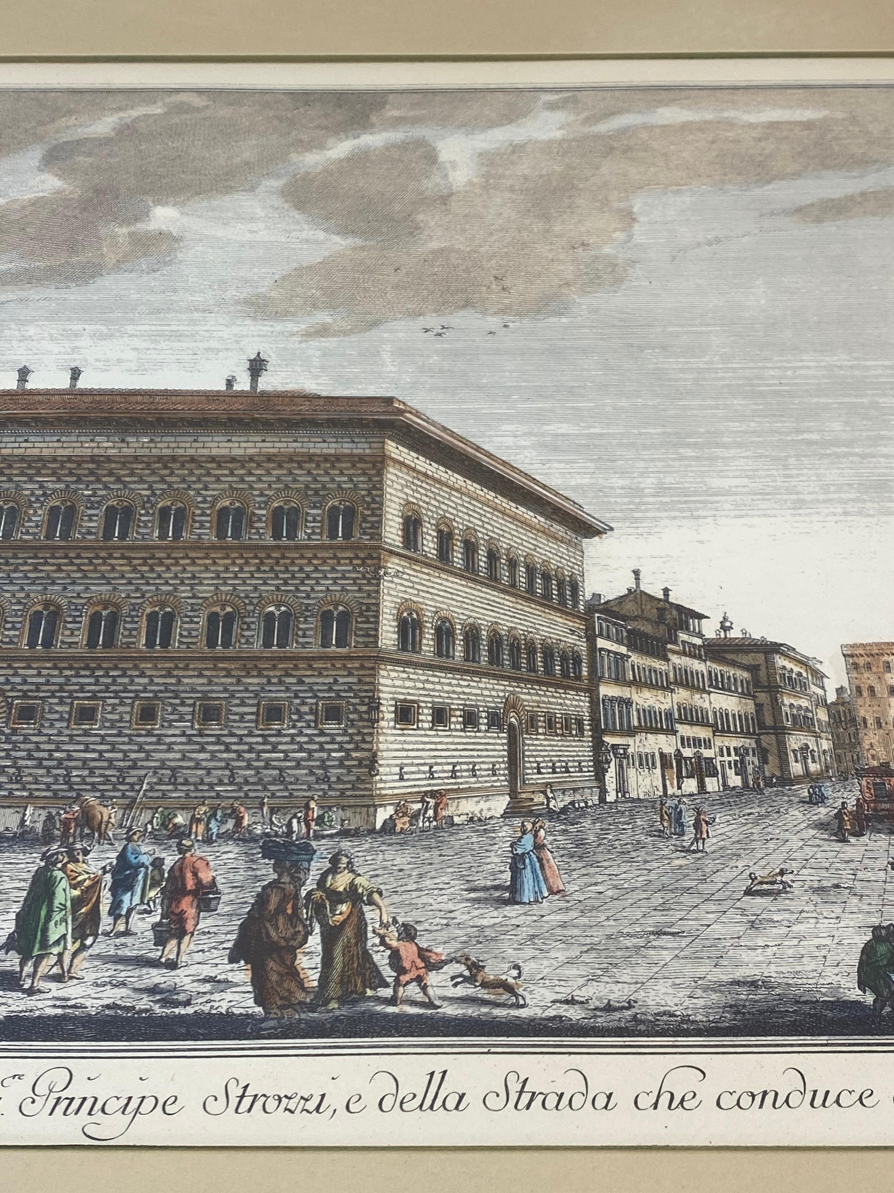 Paar gerahmte italienische handkolorierte Gravuren aus dem 19. Jahrhundert (Handgefertigt) im Angebot