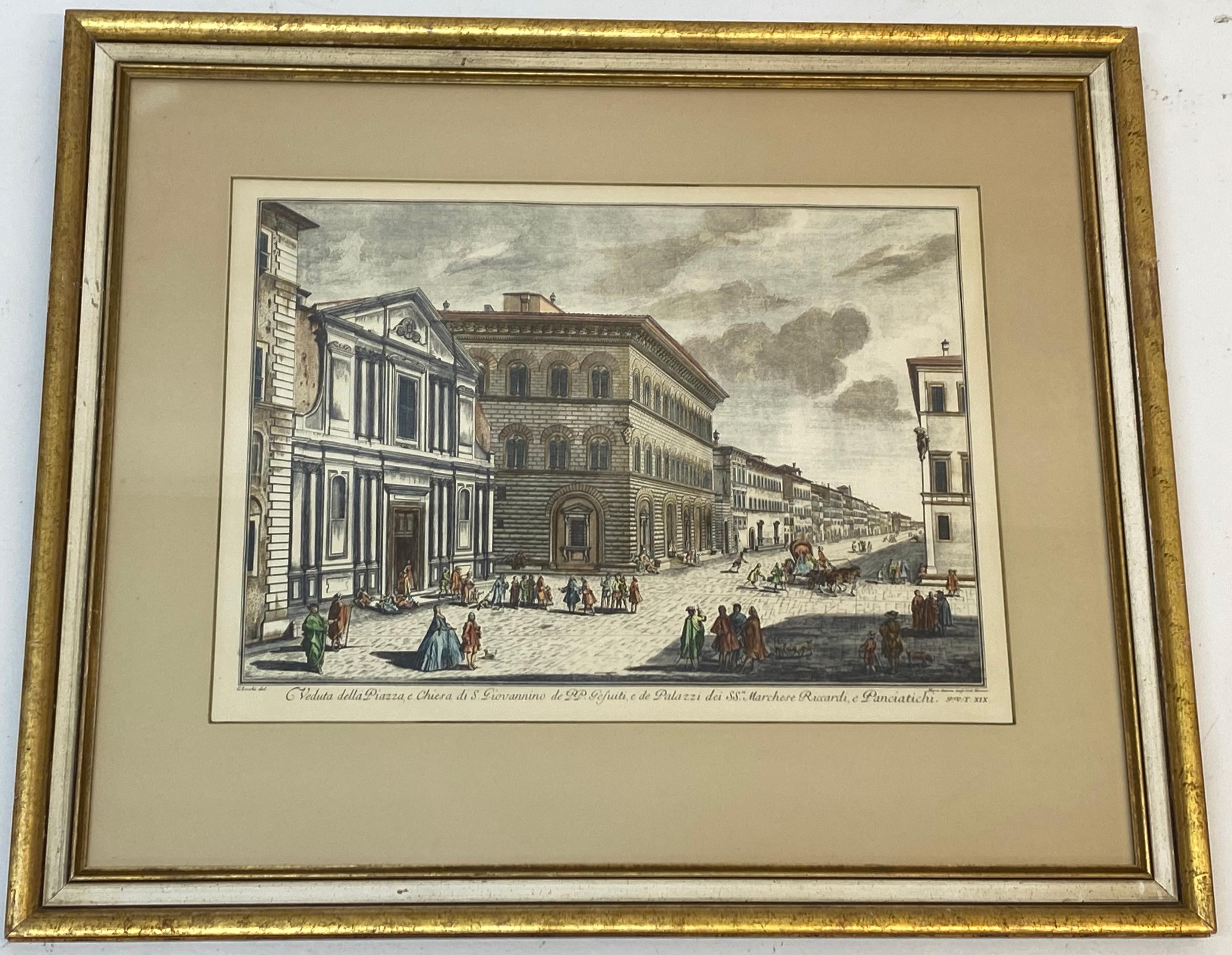 19th Century Pair of Framed Italian Hand Colored Engravings In Good Condition For Sale In San Francisco, CA