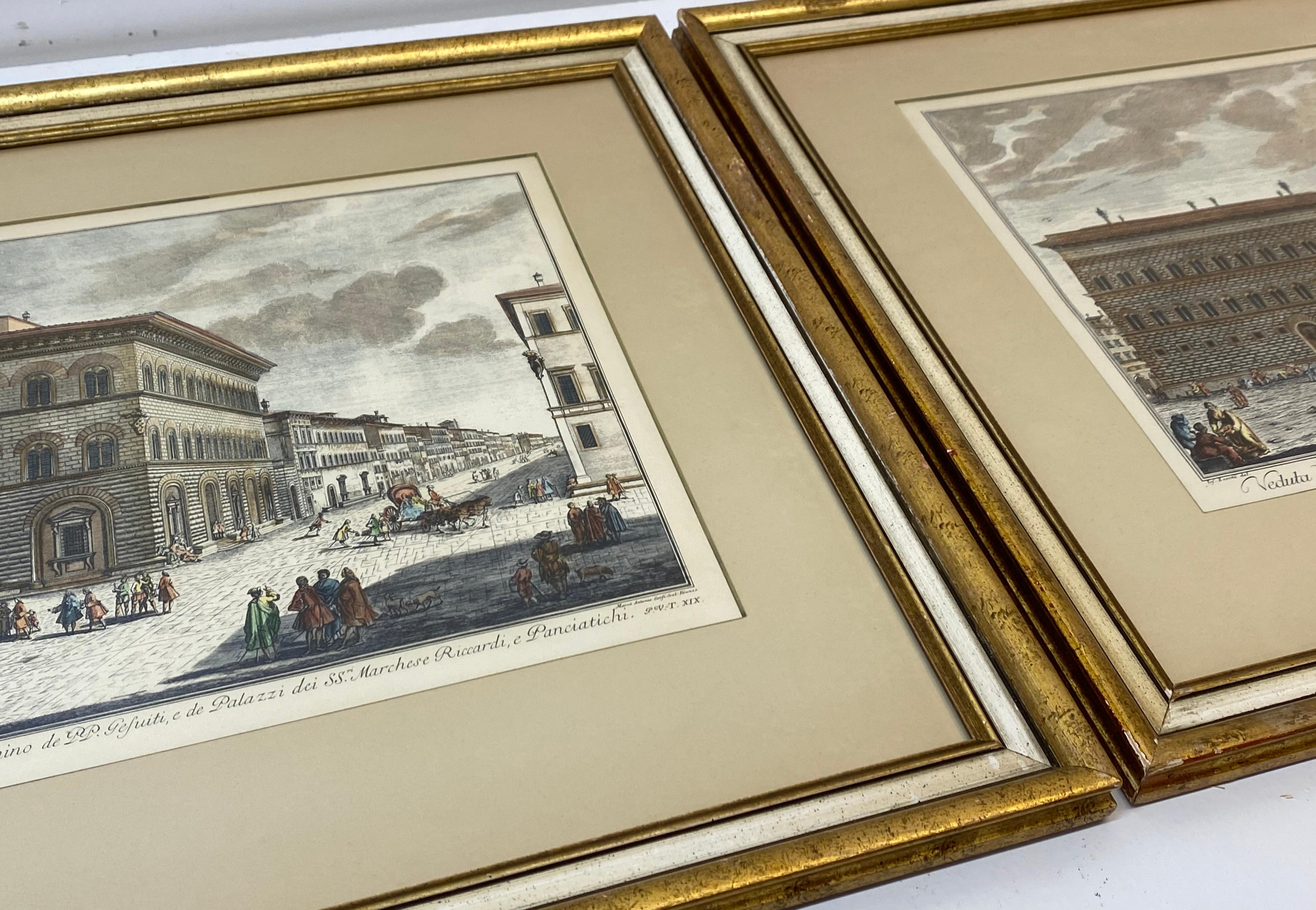 19th Century Pair of Framed Italian Hand Colored Engravings For Sale 2