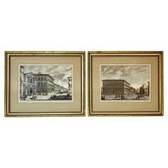 19th Century Pair of Framed Italian Hand Colored Engravings