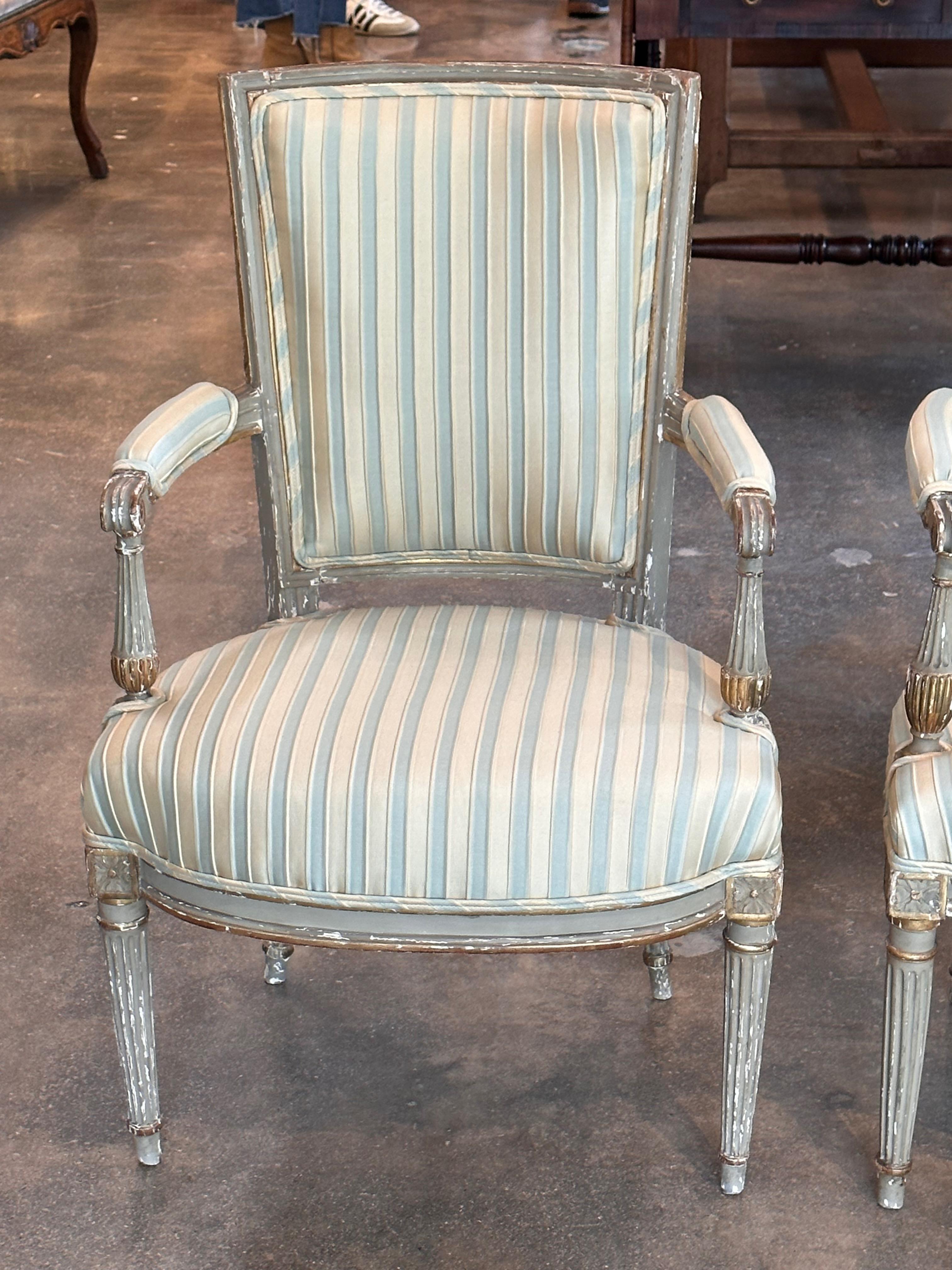 19th Century Pair of French Arm Chairs For Sale 1