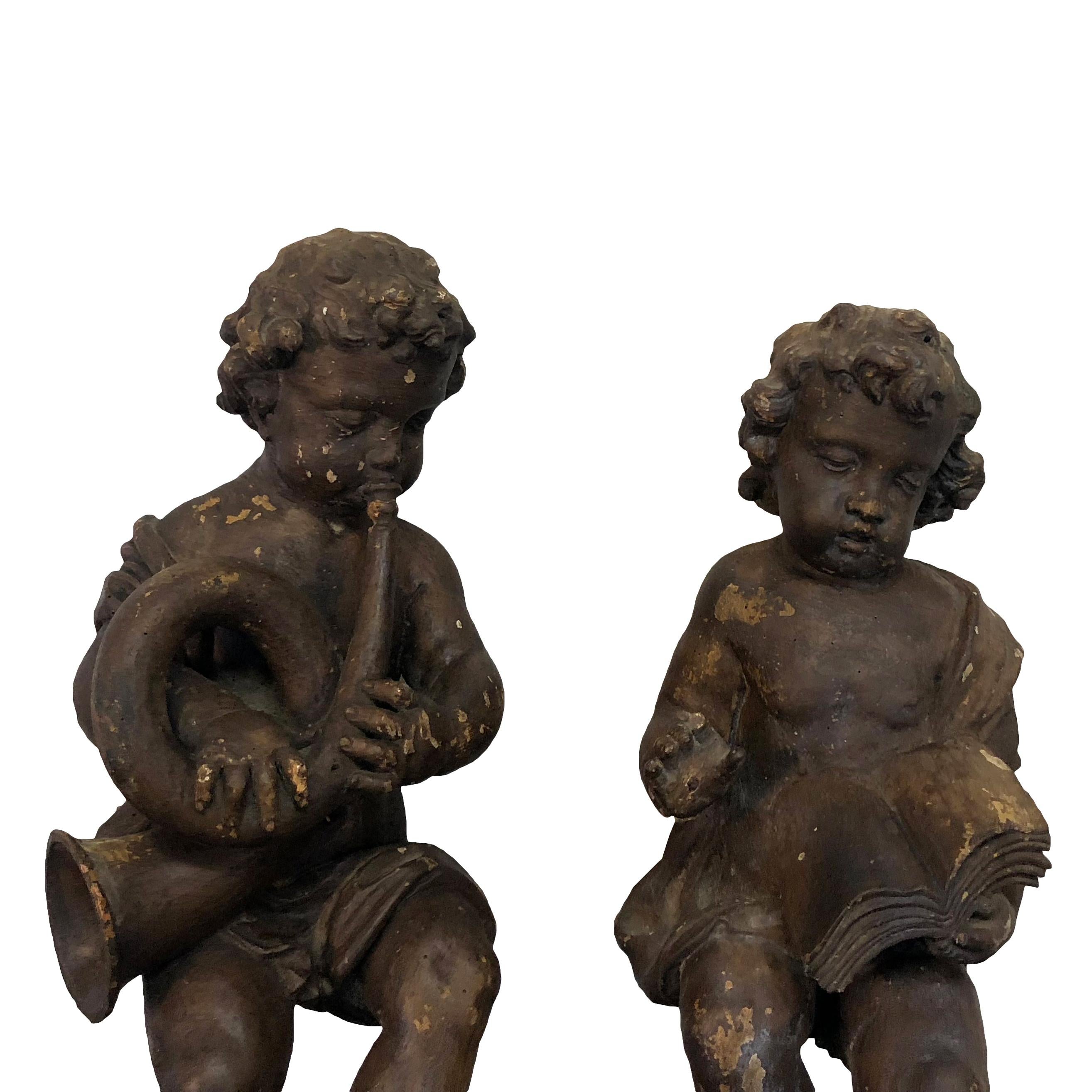 19th Century Pair of  French Baroque Angels In Good Condition In West Palm Beach, FL