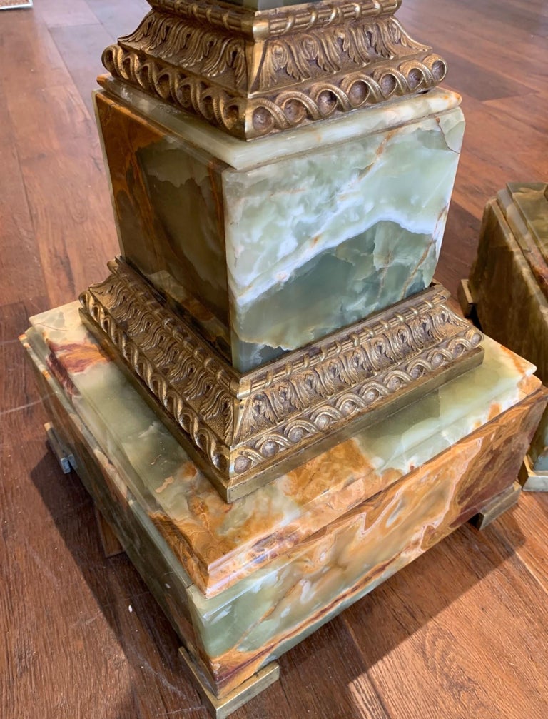 19th Century Pair of French Bronze and Onyx Pedestals at 1stDibs
