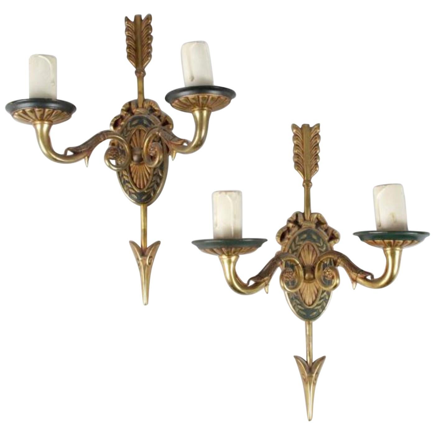 19th Century Pair of French Bronze Wall Sconces in Louis XVI Style