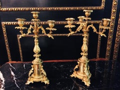 Coppia di lampade a candela francesi del XIX secolo Bronzo dorato