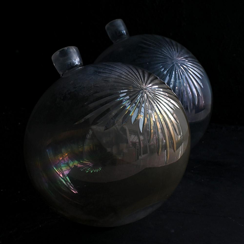 Blown Glass 19th century pair of French Carboys For Sale