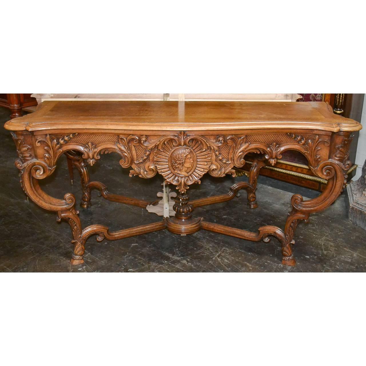 19th Century Pair of French Carved Walnut Consoles 5